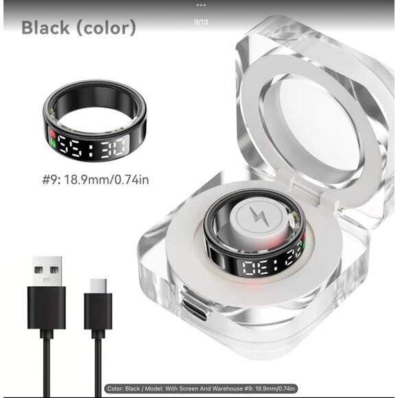 Smart Fitness Tracking Ring With Waterproof Technology & Quick-Charging Case sz - Picture 7 of 7